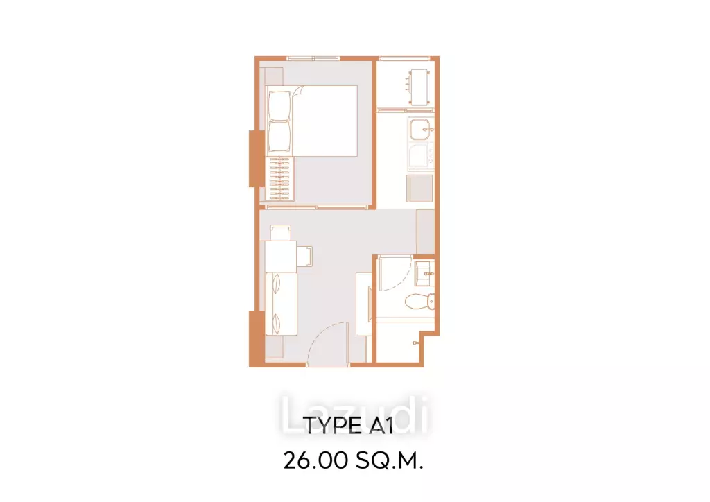 คอนโด 1 ห้องนอน 27.2 ตร.ม. ทำเลบางจาก พระโขนง ชั้น 2 ใกล้สวนและสระว่ายน้ำ