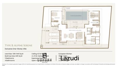 3 Beds 4 Baths 445 SQ.M Serene Villa Hua Hin