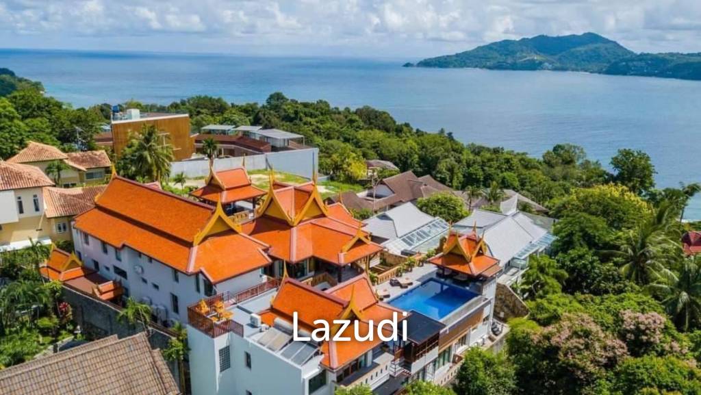 Panoramic Oceanview Thai-Style 13-Bedroom Pool Villa Near Tri Trang Beach, Patong