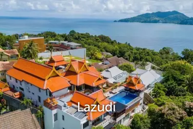 Panoramic Oceanview Thai-Style 13-Bedroom Pool Villa Near Tri Trang Beach, Patong