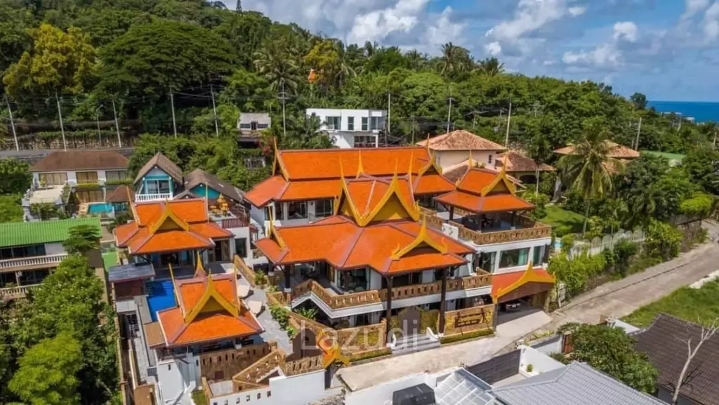 Panoramic Oceanview Thai-Style 13-Bedroom Pool Villa Near Tri Trang Beach, Patong