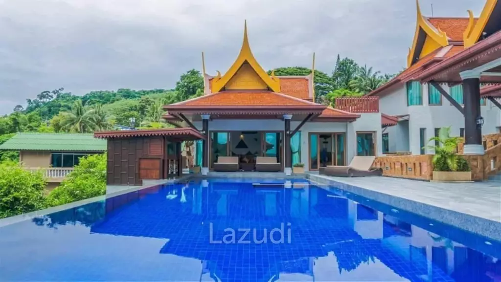 Panoramic Oceanview Thai-Style 13-Bedroom Pool Villa Near Tri Trang Beach, Patong