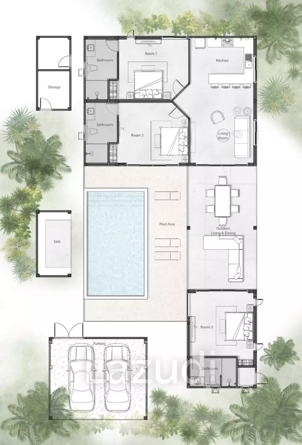 3 Bed 3 Bath 252.8 SQ.M Samui Pool Villa