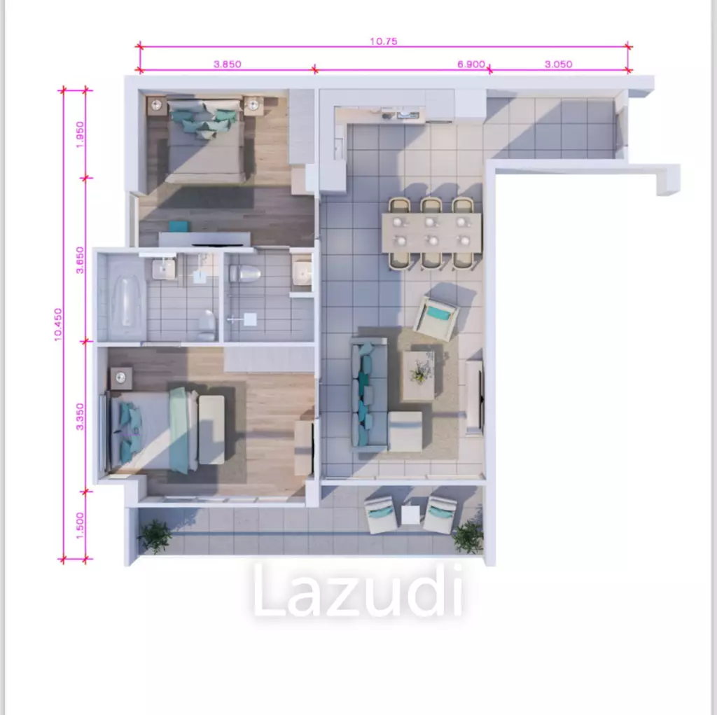 Luxurious 2-Bed Condo in Grand Kamala Falls