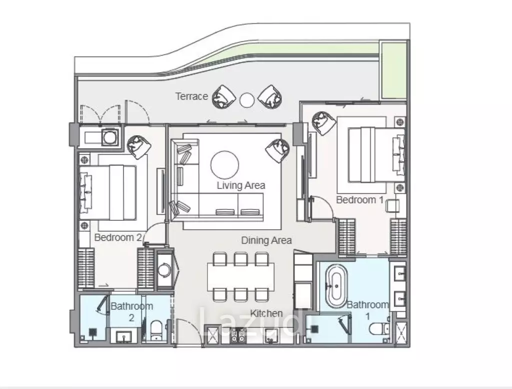 2 Bed 2 Bath 121 SQ.M Laguna Beach Residences Bayside