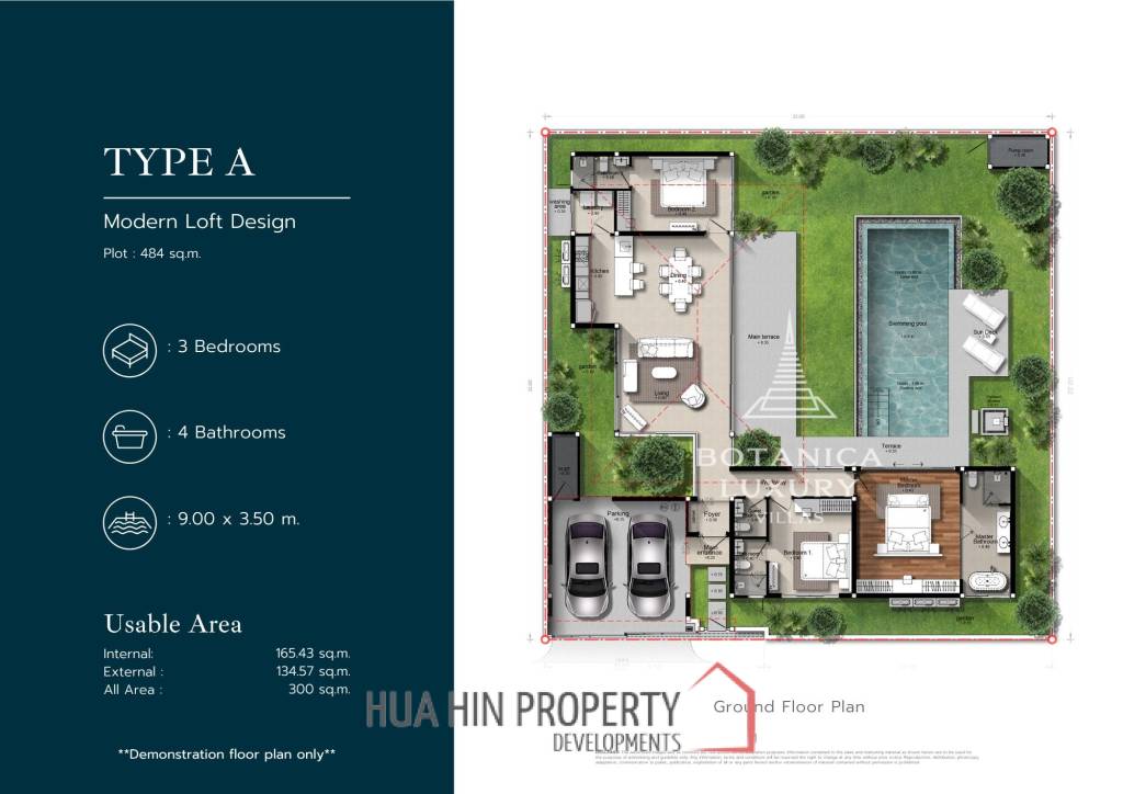 3 Bedroom-Luxury Villa with Pool in Botanica Hua Hin