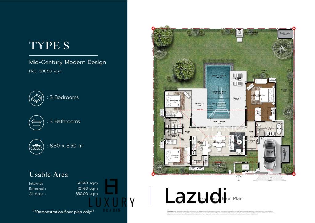 3 Bedroom-Luxury Villa with Pool in Botanica Hua Hin