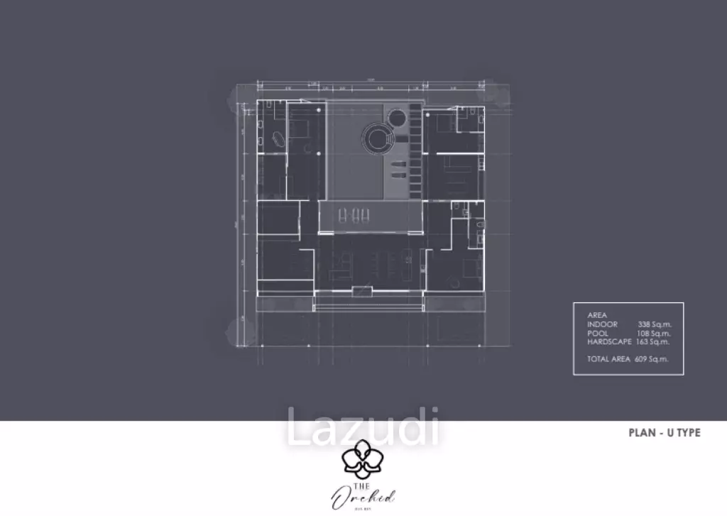 3 Bed 3 Bath 603.7 SQ.M The Orchid Hua Hin Villa U-Shape