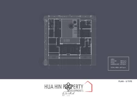 3 Bed 3 Bath 603.7 SQ.M The Orchid Hua Hin Villa U-Shape