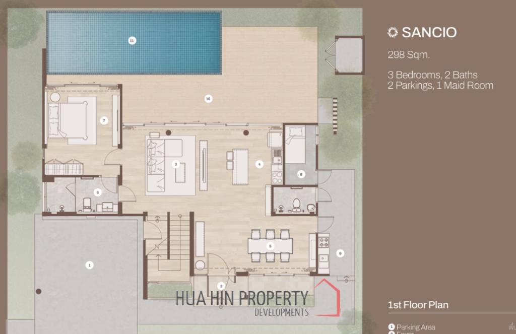 3 Bed 2 Bath 298 SQ.M Woodsborough Hua Hin