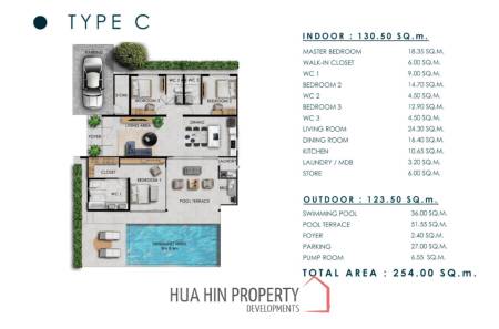 3 Bed 3 Bath 254 SQ.M Sivana Hills Hua Hin