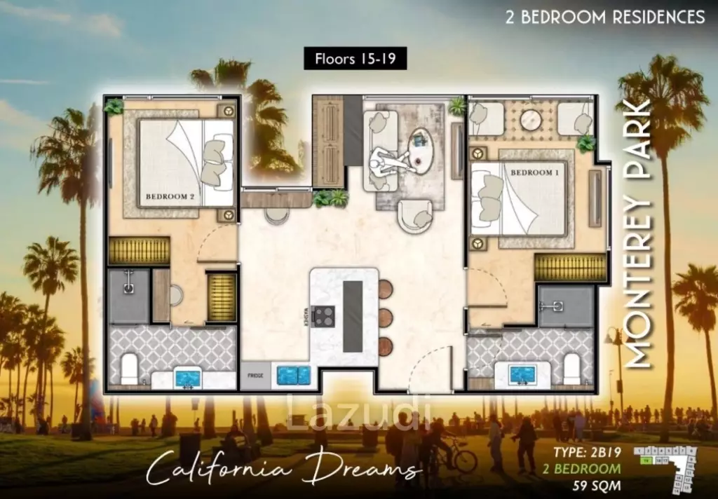 The Riviera Santa Monica 59 Sqm 2 Bed 2 Bath