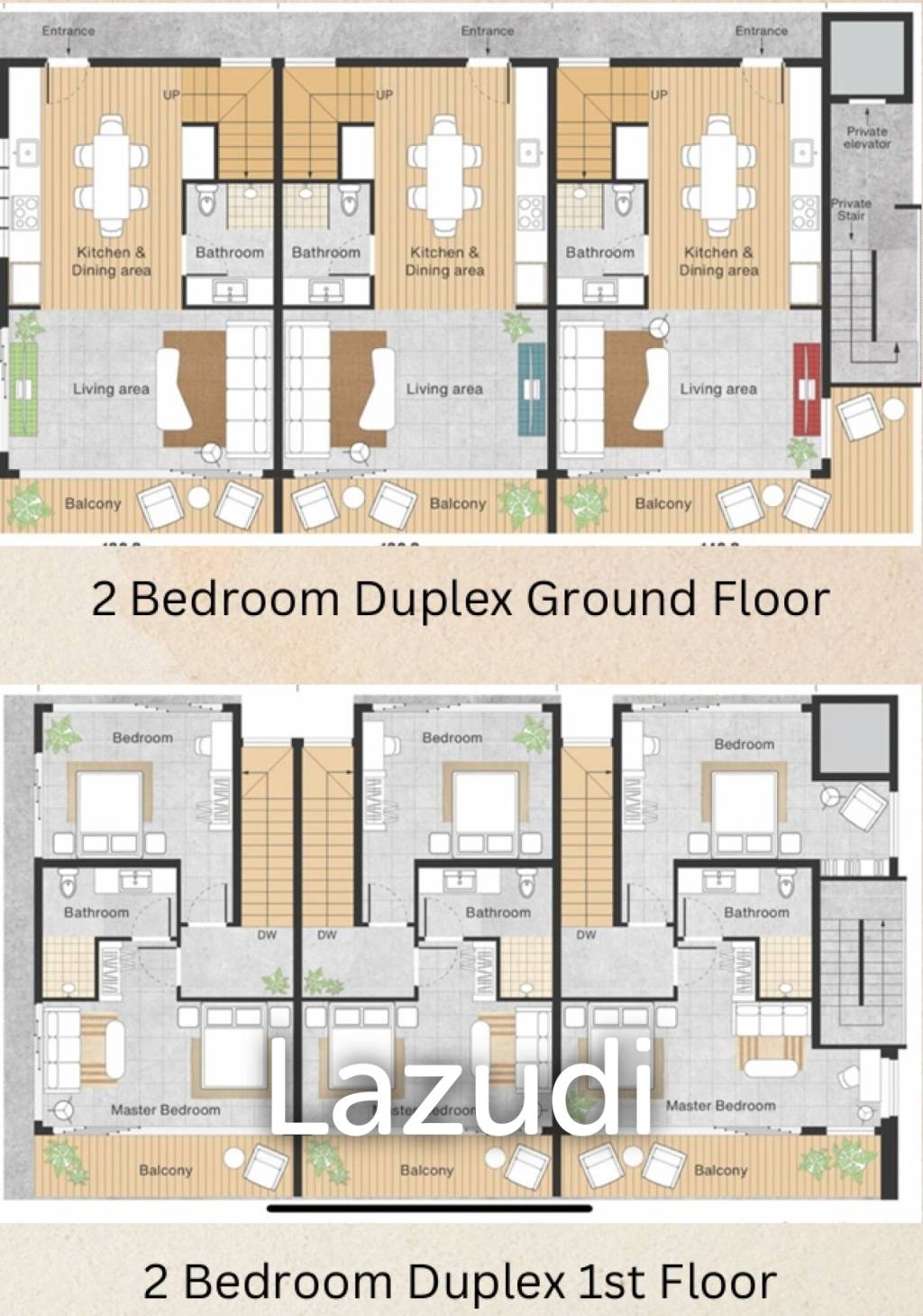 2 Bed Duplex 2 Bath 127 SQ.M Pahili Loft Lamai