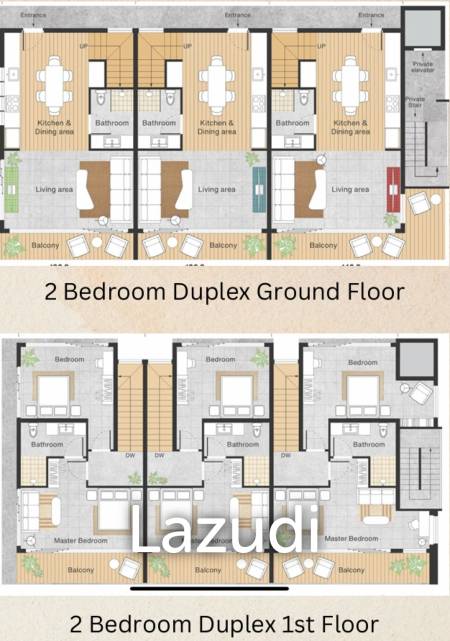 2 Bed Duplex 2 Bath 127 SQ.M Pahili Loft Lamai