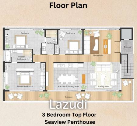 Sea Views Pethouse 2 Bath 220 SQ.M Pahili Loft Lamai