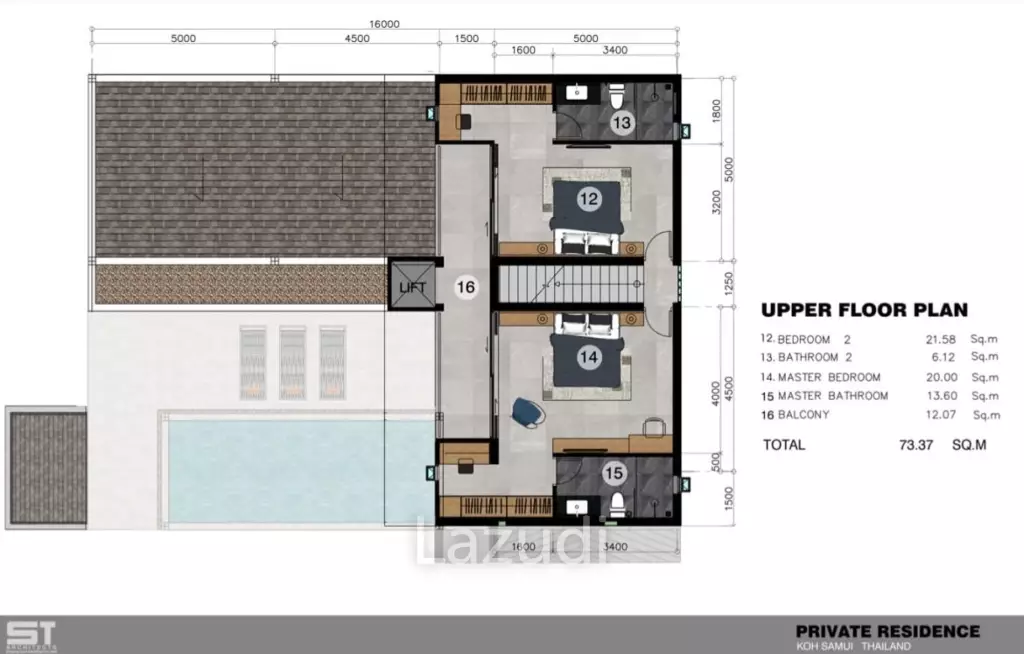 3 Bed 3.5 Bath 285.69 SQ.M Golden Pool Villas Plai Laem Phase 2