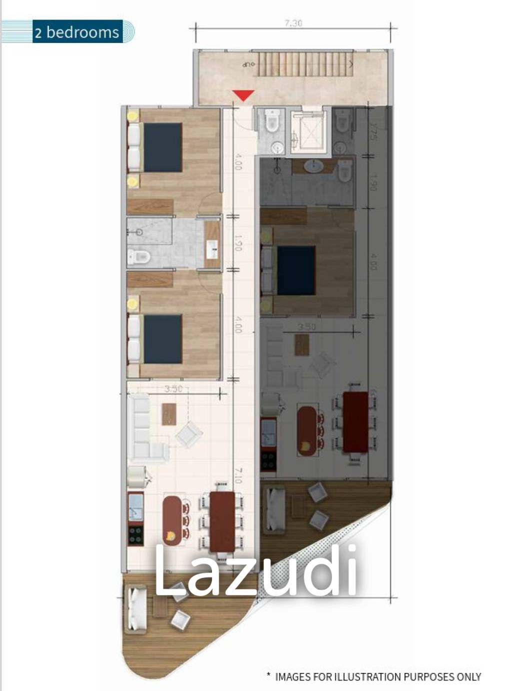 2-Bed Garden View Apartment at Beachside Luxury Residence