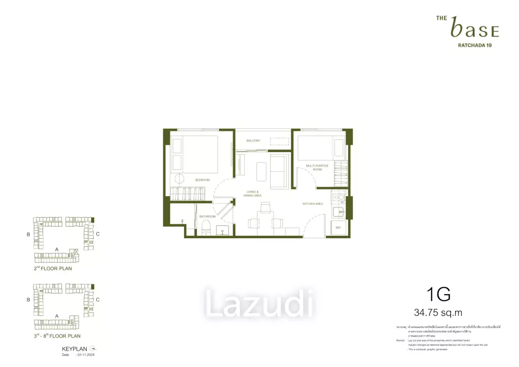 1 Bed Plus 34.75 SQ.M at The Base Ratchada 19