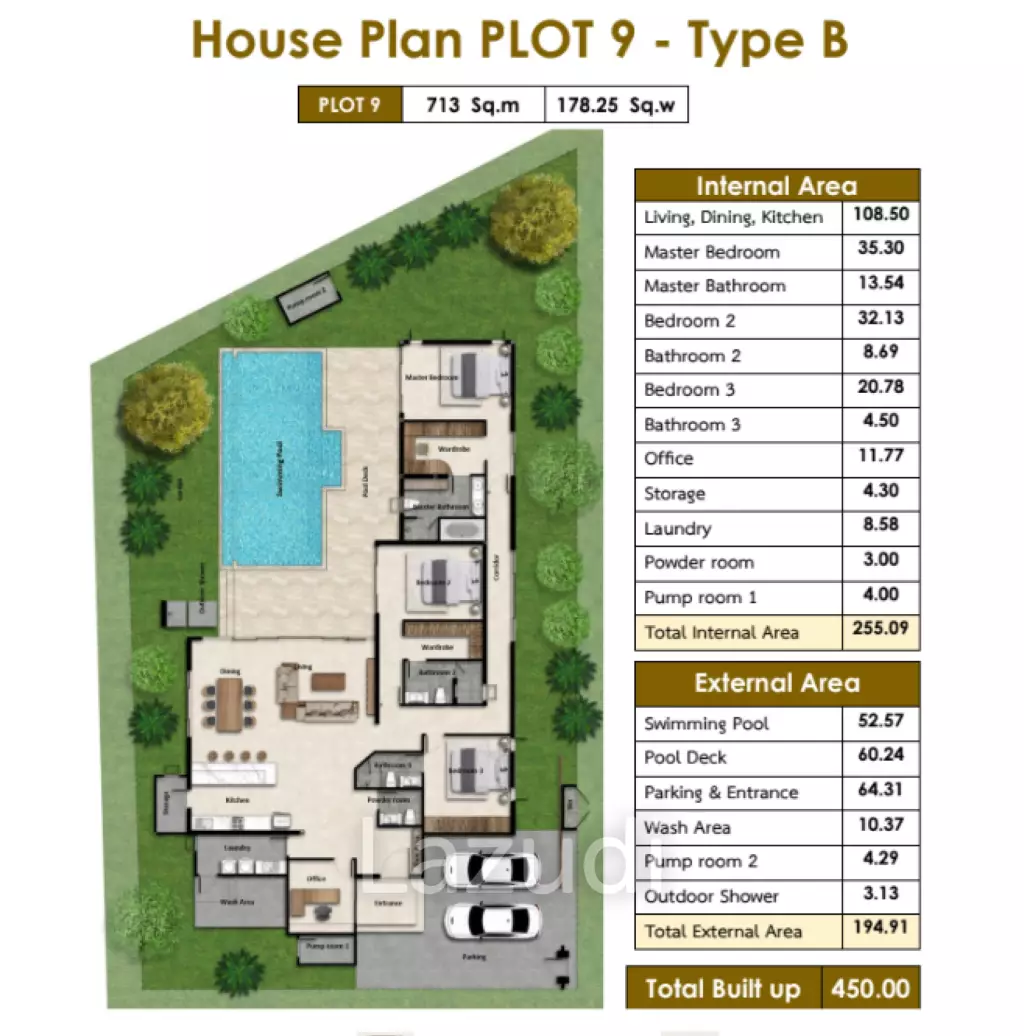 3 Bed 3 Bath 450 SQ.M La Felice Exclusive Villa Hua Hin, Type B