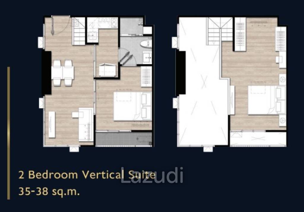 2 Bed 1 Bath 36.62 SQ.M. Modiz Sukhumvit 50