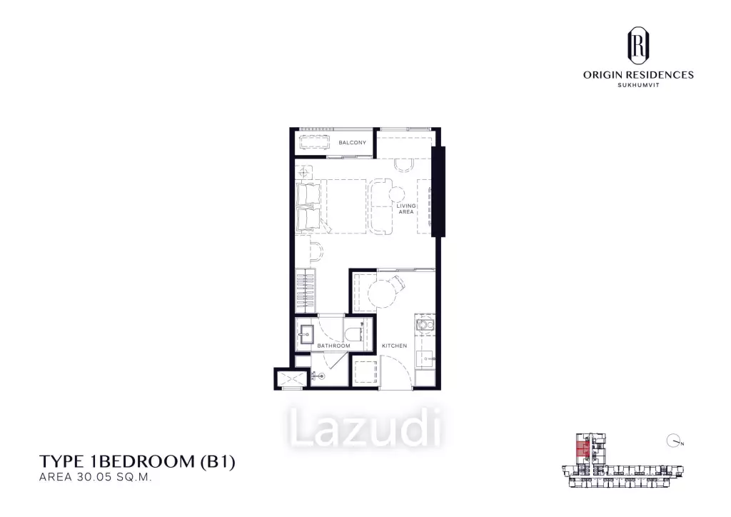 1 Bed 30.15 SQ.M. at Origin Residences Sukhumvit