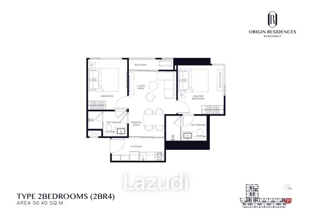 2 Bed 50.40 SQ.M. at Origin Residences Sukhumvit