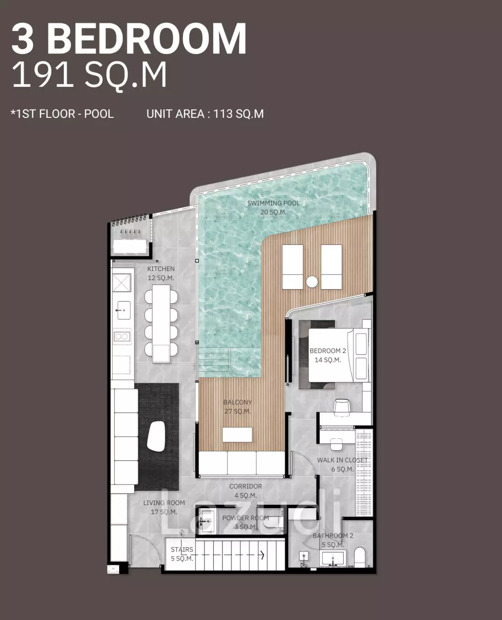 3 Bed 2 Bath 191 SQ.M Citygate De Phuket