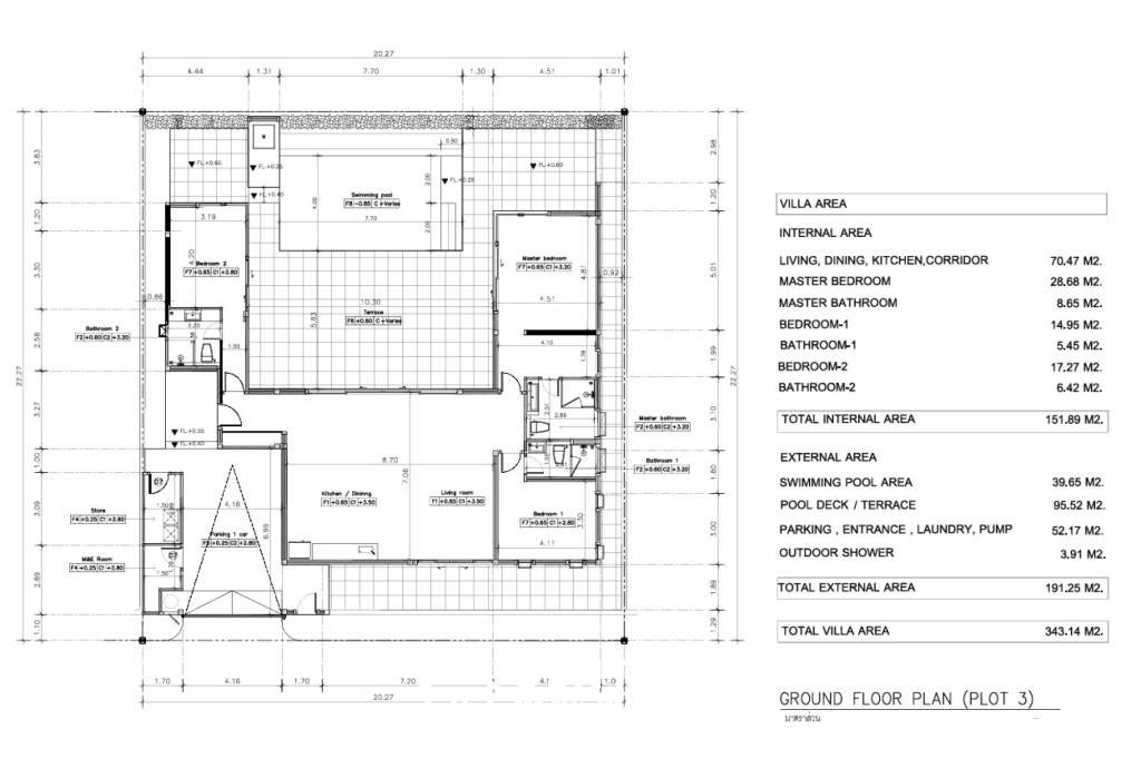 440 ตร.ม 3 เตียง 3 อาบน้ำ วิลล่า For ขาย