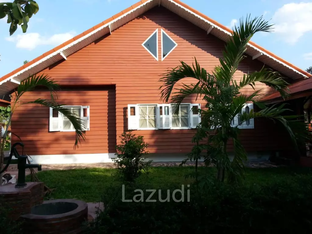 Beautiful Teak Wooden House with 1 Rai Land Near Mae Taeng