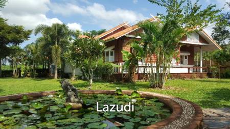 Beautiful Teak Wooden House with 1 Rai Land Near Mae Taeng