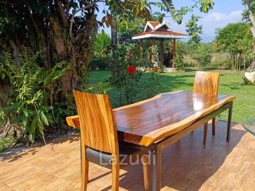 Beautiful Teak Wooden House with 1 Rai Land Near Mae Taeng