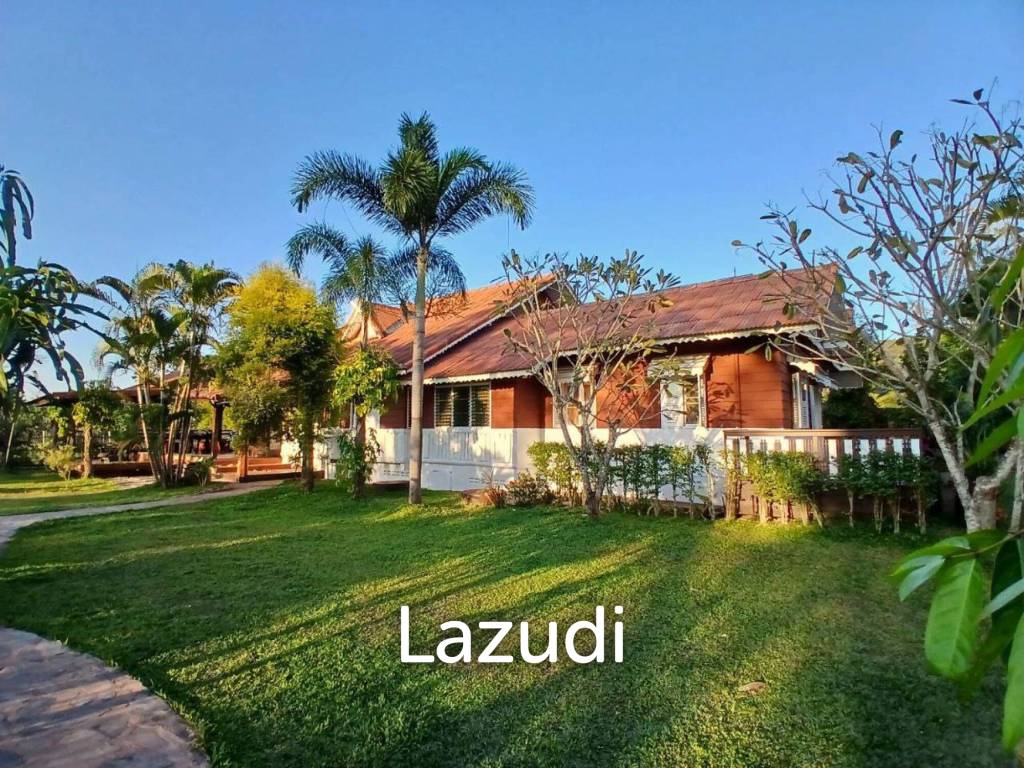 Beautiful Teak Wooden House with 1 Rai Land Near Mae Taeng