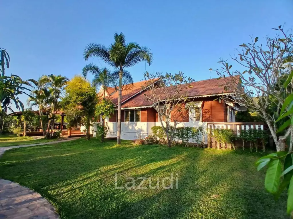 Beautiful Teak Wooden House with 1 Rai Land Near Mae Taeng