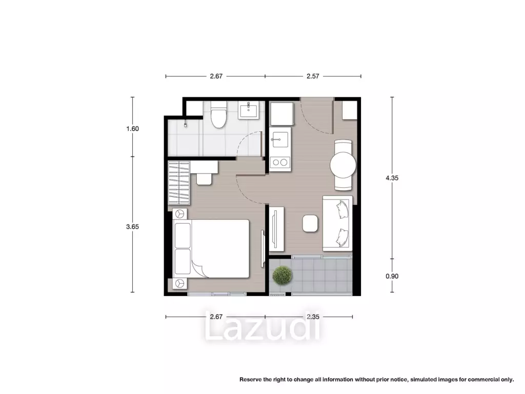1 Bed 26.58SQ.M Nue Mega Plus Bangna