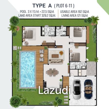 3 Bed 3 Bath 182 SQ.M Oxygen HuaHin Villa