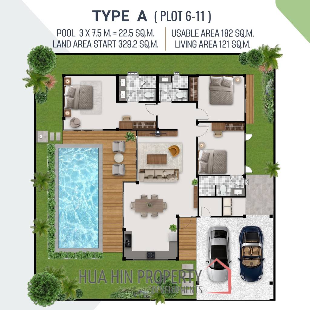 3 Bed 3 Bath 182 SQ.M Oxygen HuaHin Villa