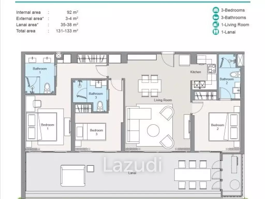 3 Bedroom 131 SQ.M Laguna Beachside For Sale