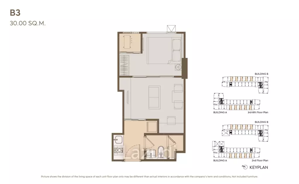 1 Bed 30 Sq.M. Life Sathorn-Narathiwas Bangkok