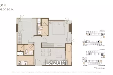 2 Bedrooms 52 SQ.M Life Sathorn-Narathiwas 22