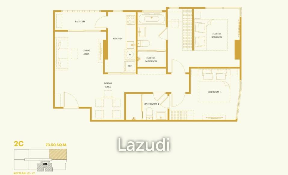 Last Unit ! 2 Bed 2 Bath 73.60 SQ.M Pynn Pridi 20