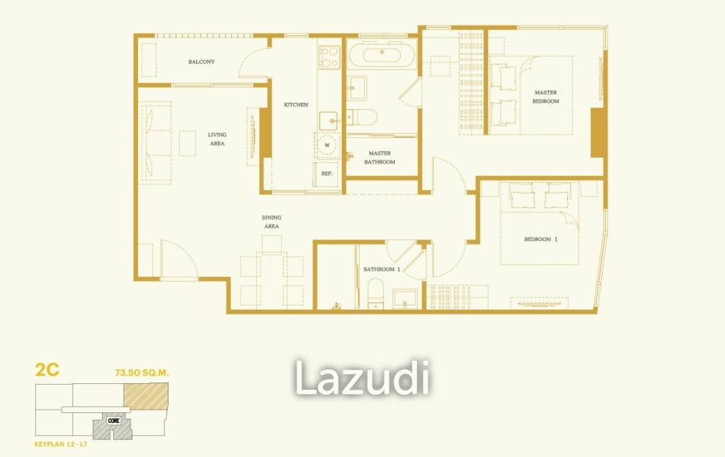 Last Unit ! 2 Bed 2 Bath 73.60 SQ.M Pynn Pridi 20