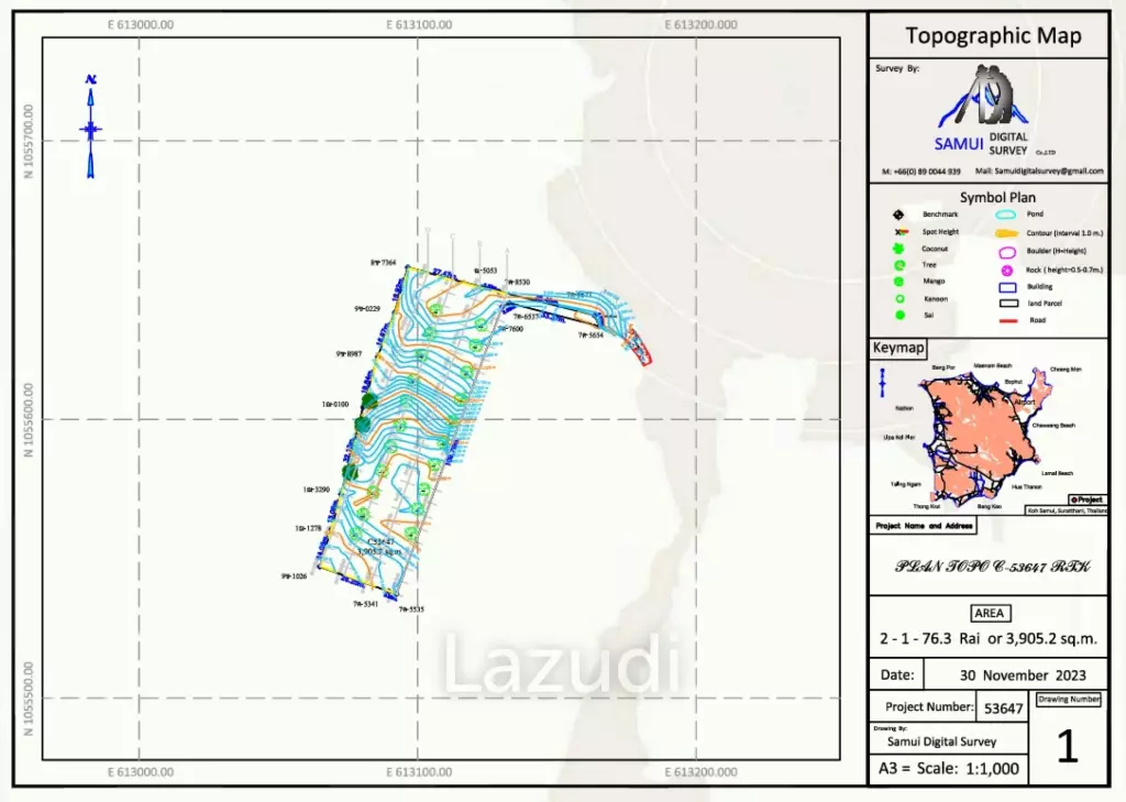 Prime Flat Land for Sale in Bo Phut – 3,905.6 sqm