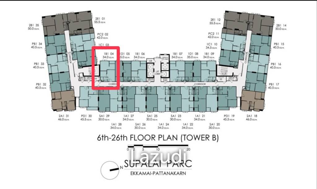 1 BED 1 BATH 34 SQ.M Supalai PARC Ekkamai