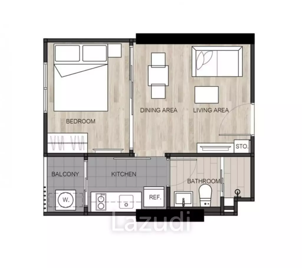 1 Bed 1 Bath 31 SQ.M The BASE Garden Rama 9