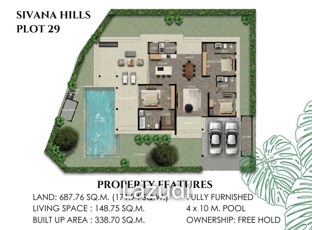 3 Bed 3 Bath 338.70 SQ.M Sivana Hills Hua Hin
