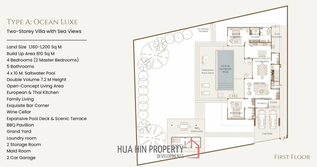 4 Beds 5 Baths 810 SQ.M Serene Villa Hua Hin