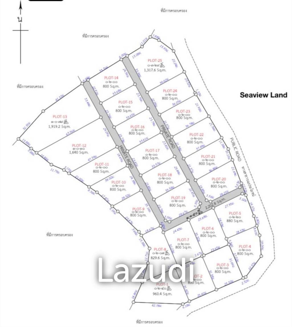 Sea View Land Development – 23 Plots of 800 sqm in Maenam Soi 5, Koh Samui