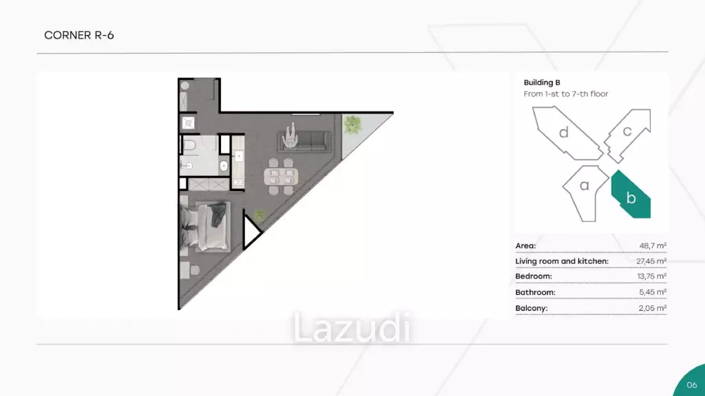 1 Bed 1 Bath 48.7 SQ.M Next Point Condominium