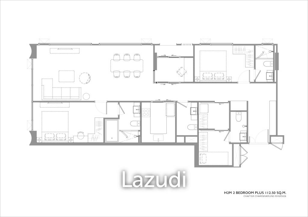 2 Bed 2 Bath Plus 112.50 SQ.M Chapter Charoenkrung Riverside