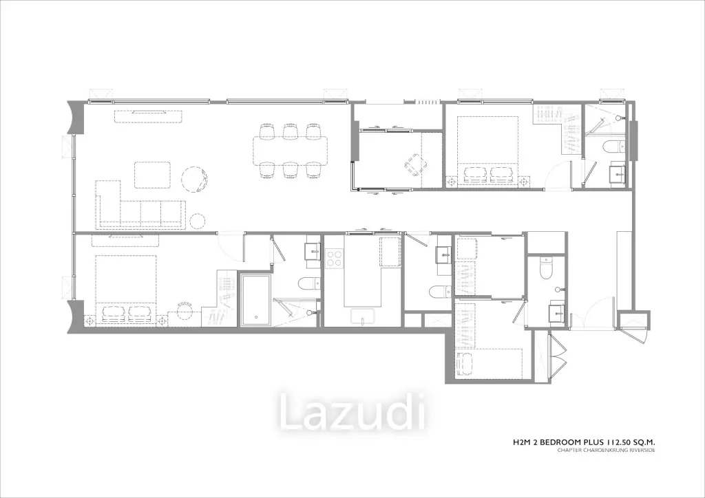 2 Bed 2 Bath Plus 112.50 SQ.M Chapter Charoenkrung Riverside